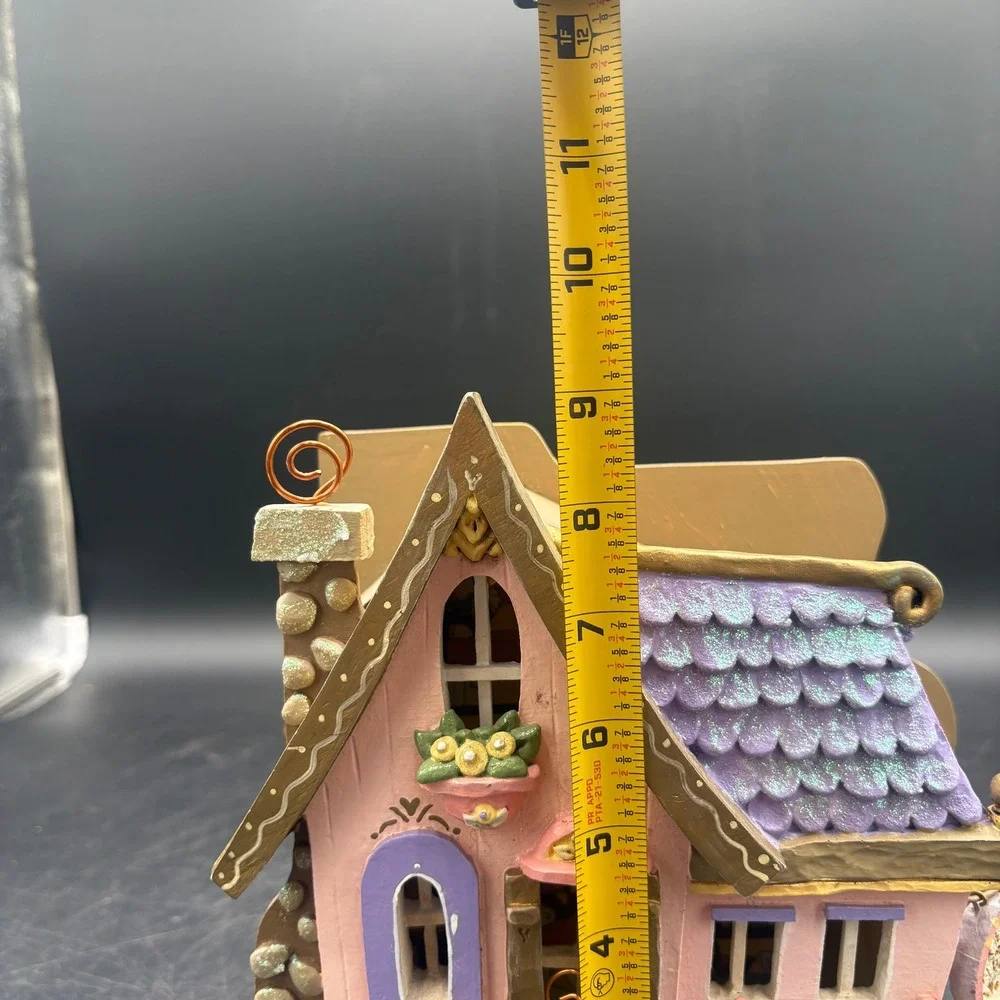 Vtg Kurt S Adler Tulips & Tea Bakery Cottage Village House Birthday Decor Spring
